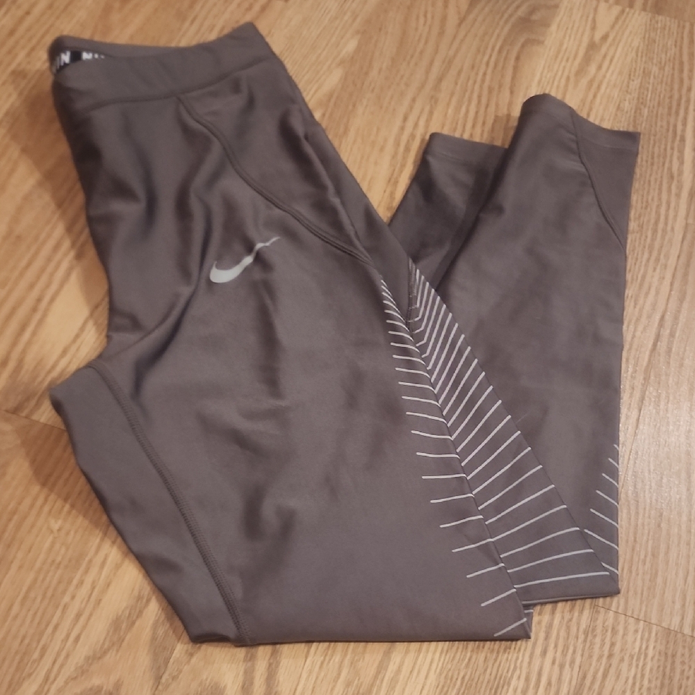 Nike Gray Leggings with White Accents